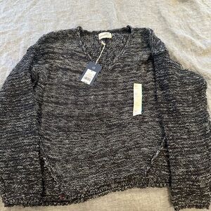 Black and White V-Neck Sweater